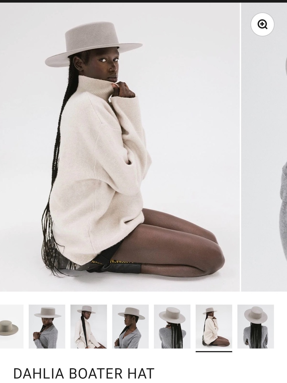 Gigi Pip Dahlia Boater Hat in Light Gray